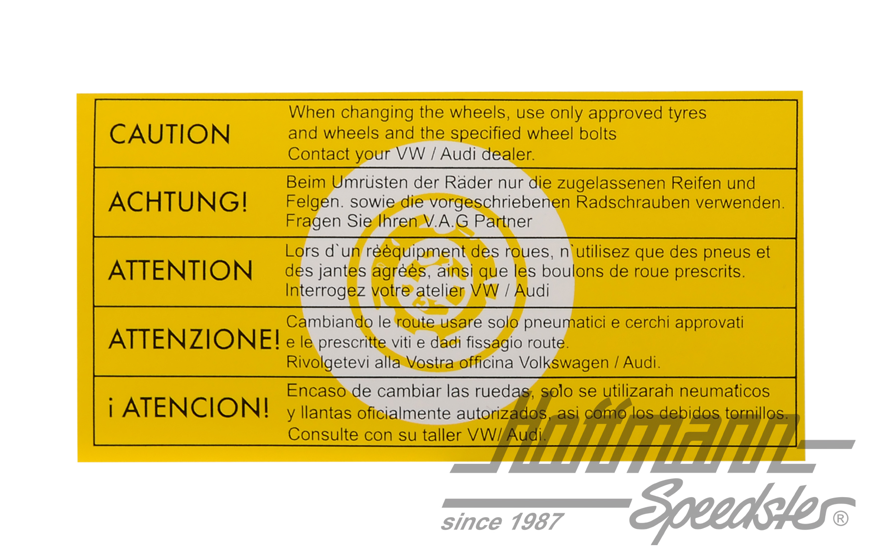 Adesivo "Attenzione cambio gomme", piccolo | 321 000 398 | 021-0199-90