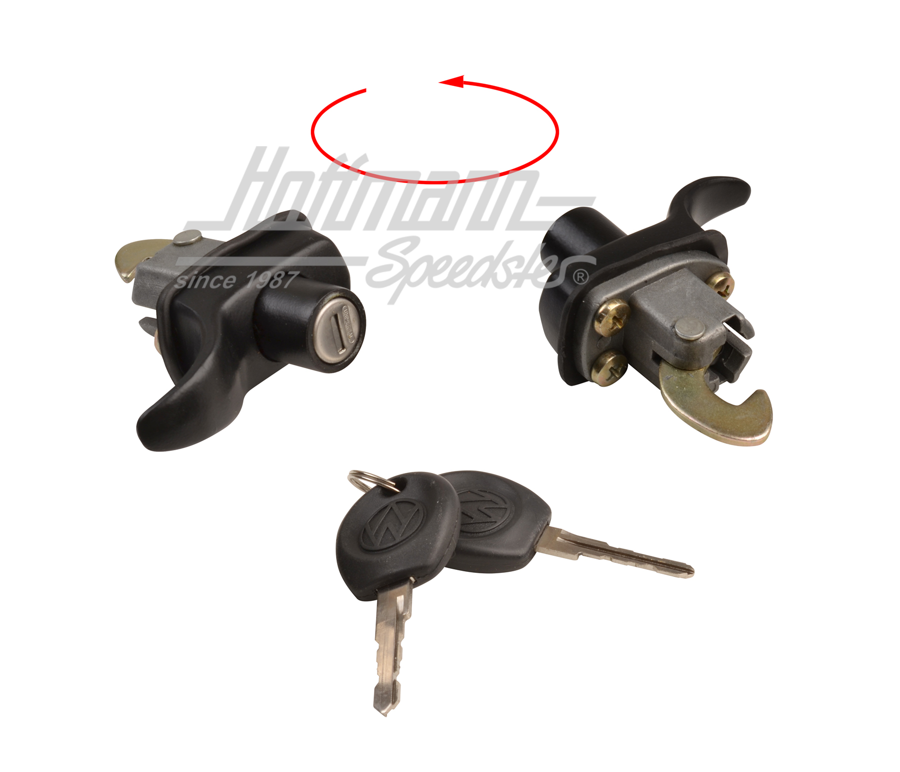Serratura cofano motore, 8.66-7.71, nera | 111 827 503 J | 020-2470-20
