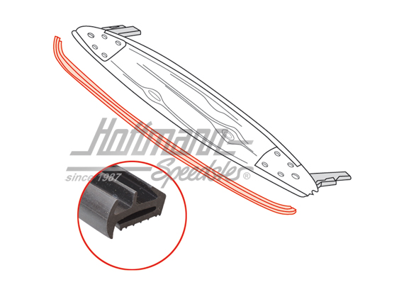 Guarnizione, centina parabrezza, Karmann Ghia, 72-74 | 141 871 609 | 060-0500