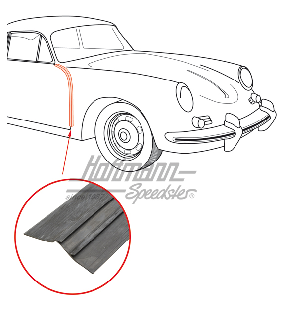 Guarnizione di porta, anteriore, Porsche 356 A/B/C | 644 531 903 00 | 510-6332-13