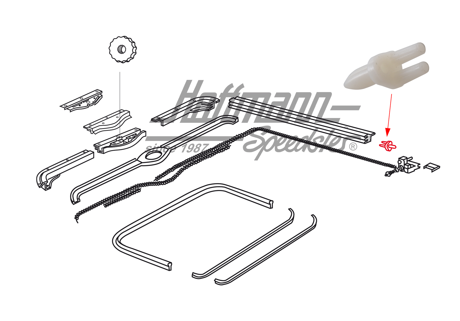 Supporto, guida, tetto scorrevole acciaio, SSD, Maggiolino/Furgone | 313 877 359 | 020-5479
