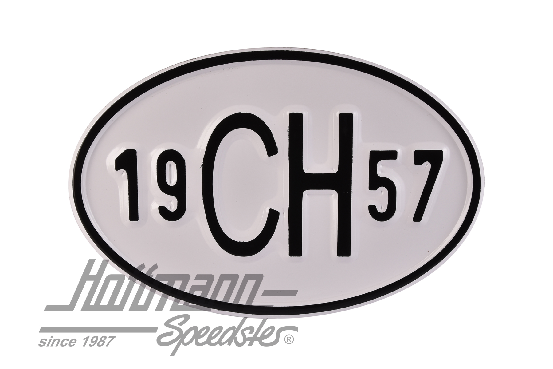 Targa sigla internazionale "CH" (Svizzera), "1957", alluminio |  | 020-2401-57