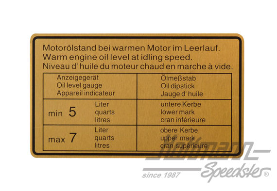 Adesivo "Ölstand" (livello dell'olio), 911/914, 65-72/70-72 | 901 006 504 01 | 580-8015