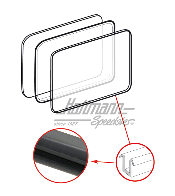 Guarnizione, telaio della finestra pop-out/vetro | 221 845 325 B | 089-3843-12
