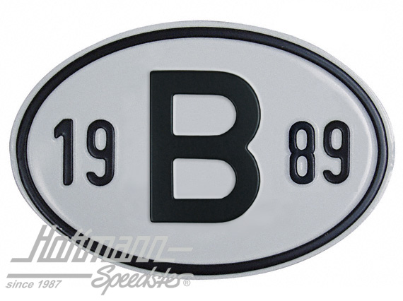 Targa sigla internazionale "B" (Belgio), "1989", alluminio |  | 020-2397-89