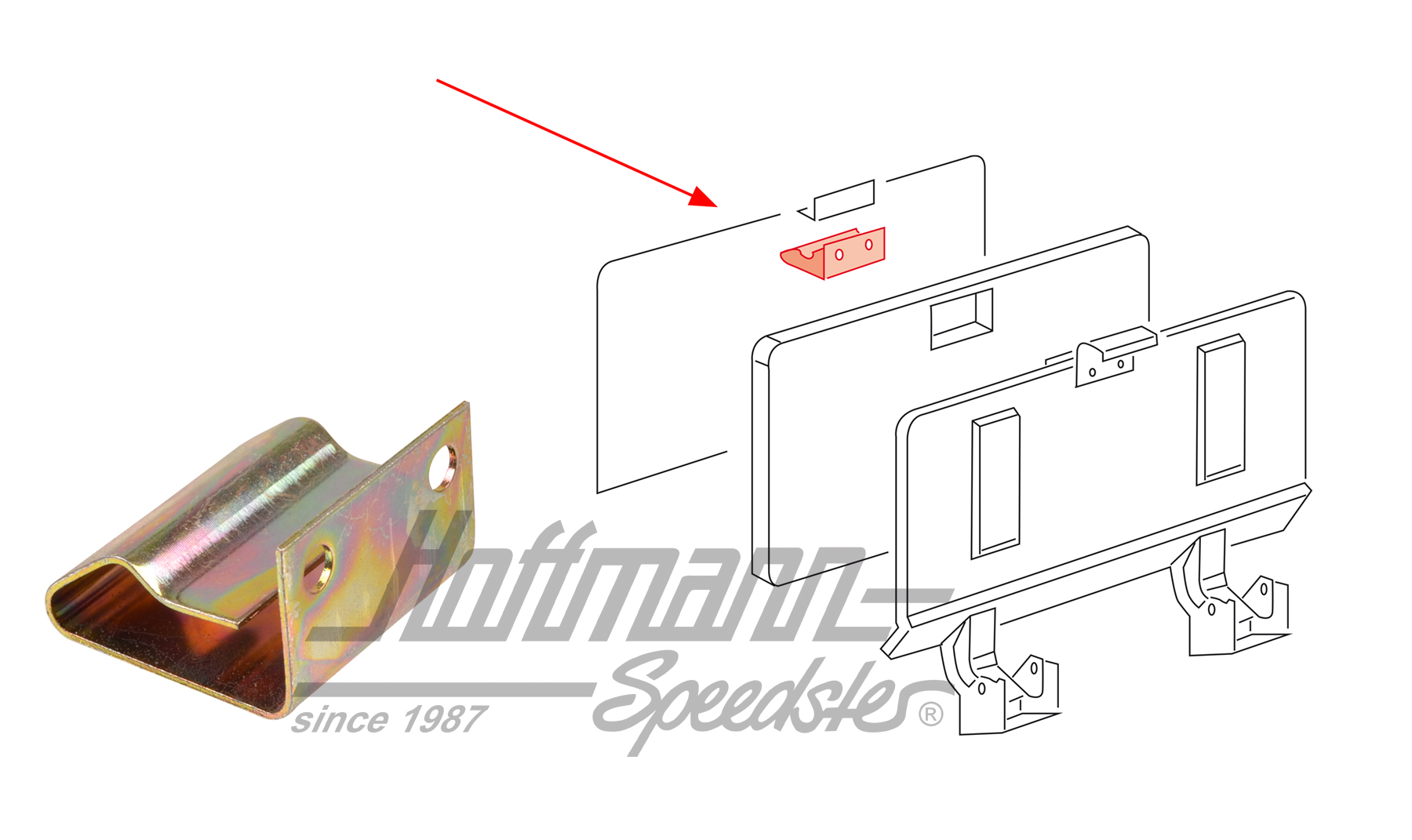 Clip, coperchio motore, Furgone T3 | 251 813 867 | 370-3298-20