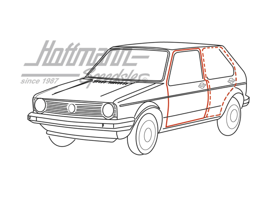 Guarnizione porta, Golf 1, a 4 porte, sinistra/destra | 173 837 911 H | 180-7021
