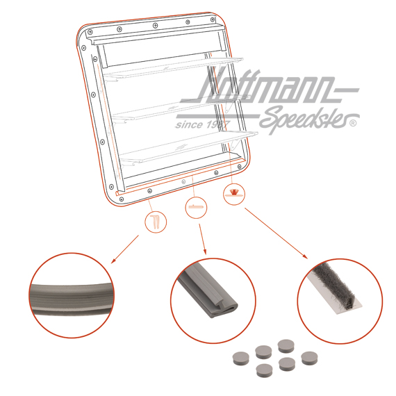 Set di guarnizioni, finestra lamelle, Furgone T1 | 231 069 411 | 089-1858