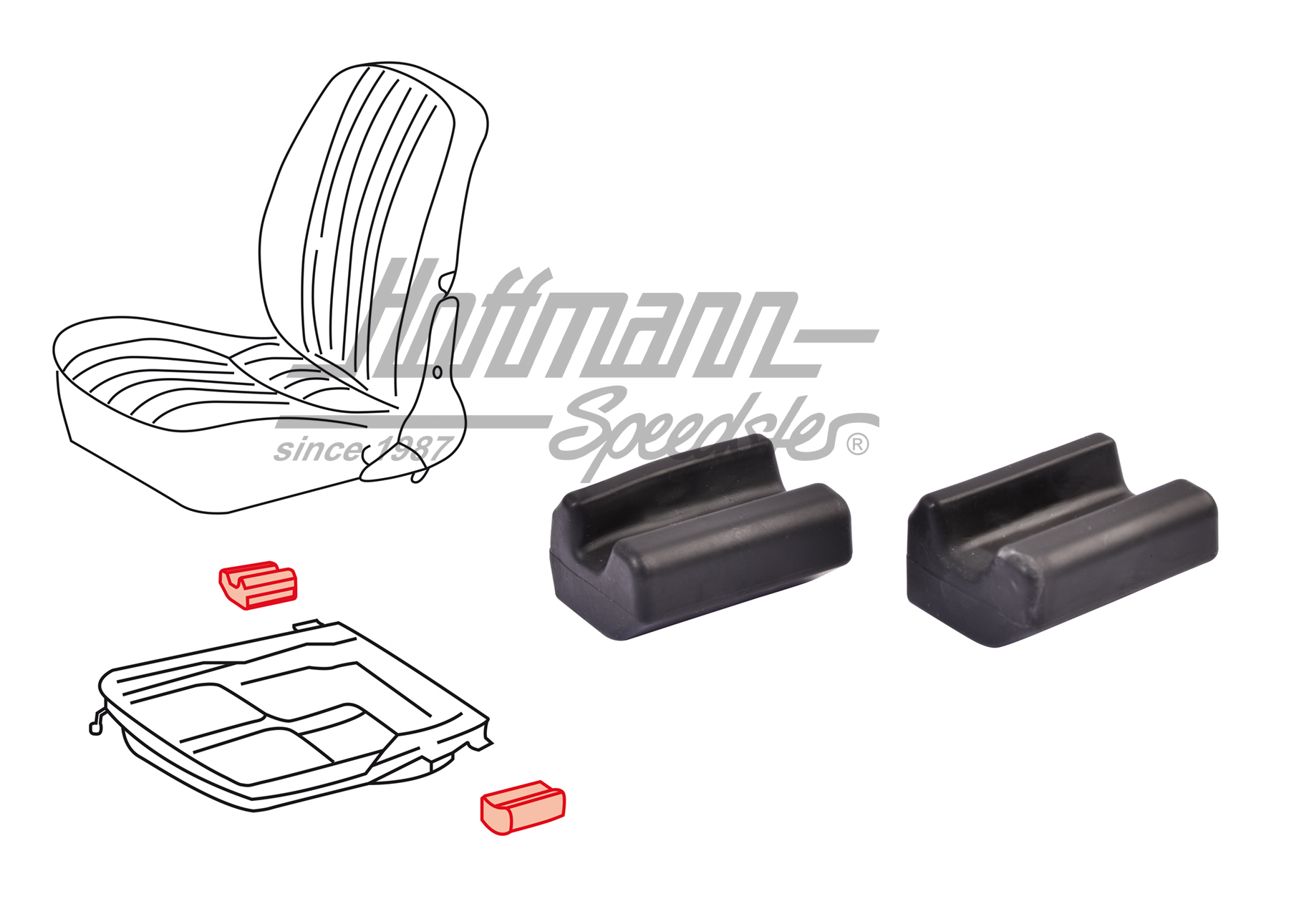 Coppia di supporti, guida del sedile, 911/912 | 901 521 191 00/901 521 192 00 | 580-0718-90