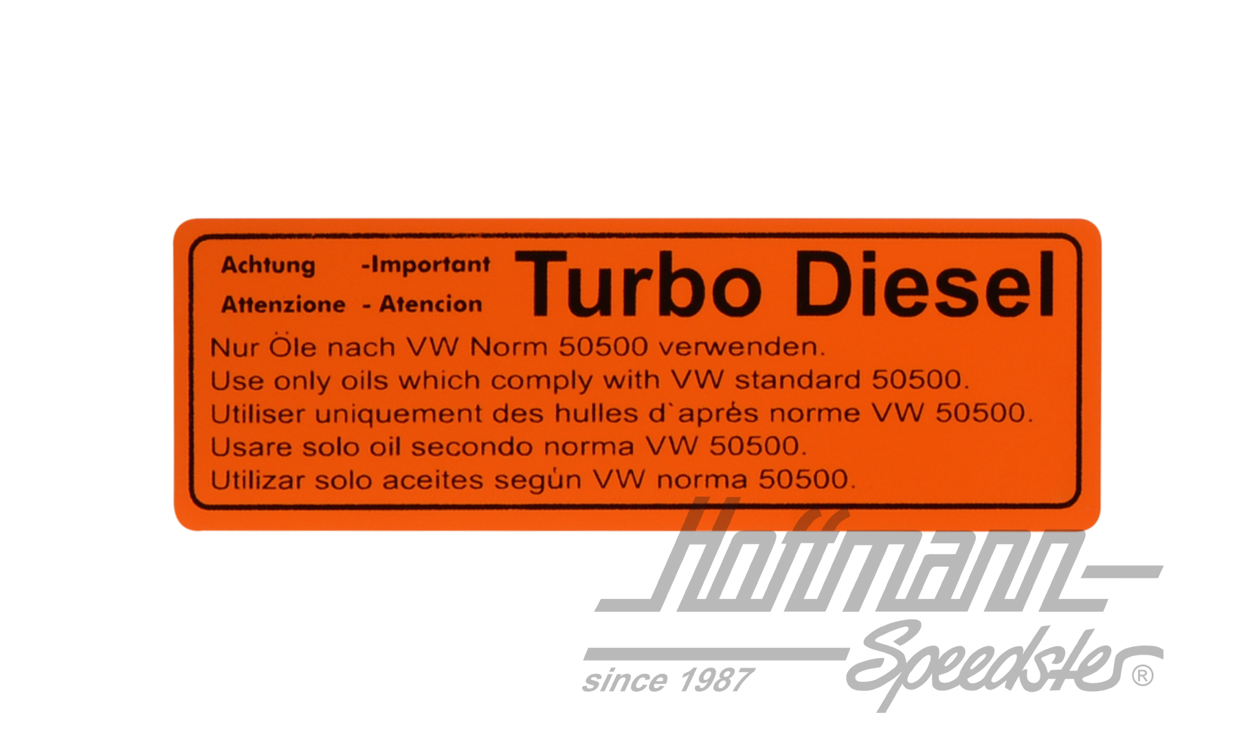 Adesivo "Attenzione Turbo Diesel", arancio | 068 010 014 S | 021-0199-93