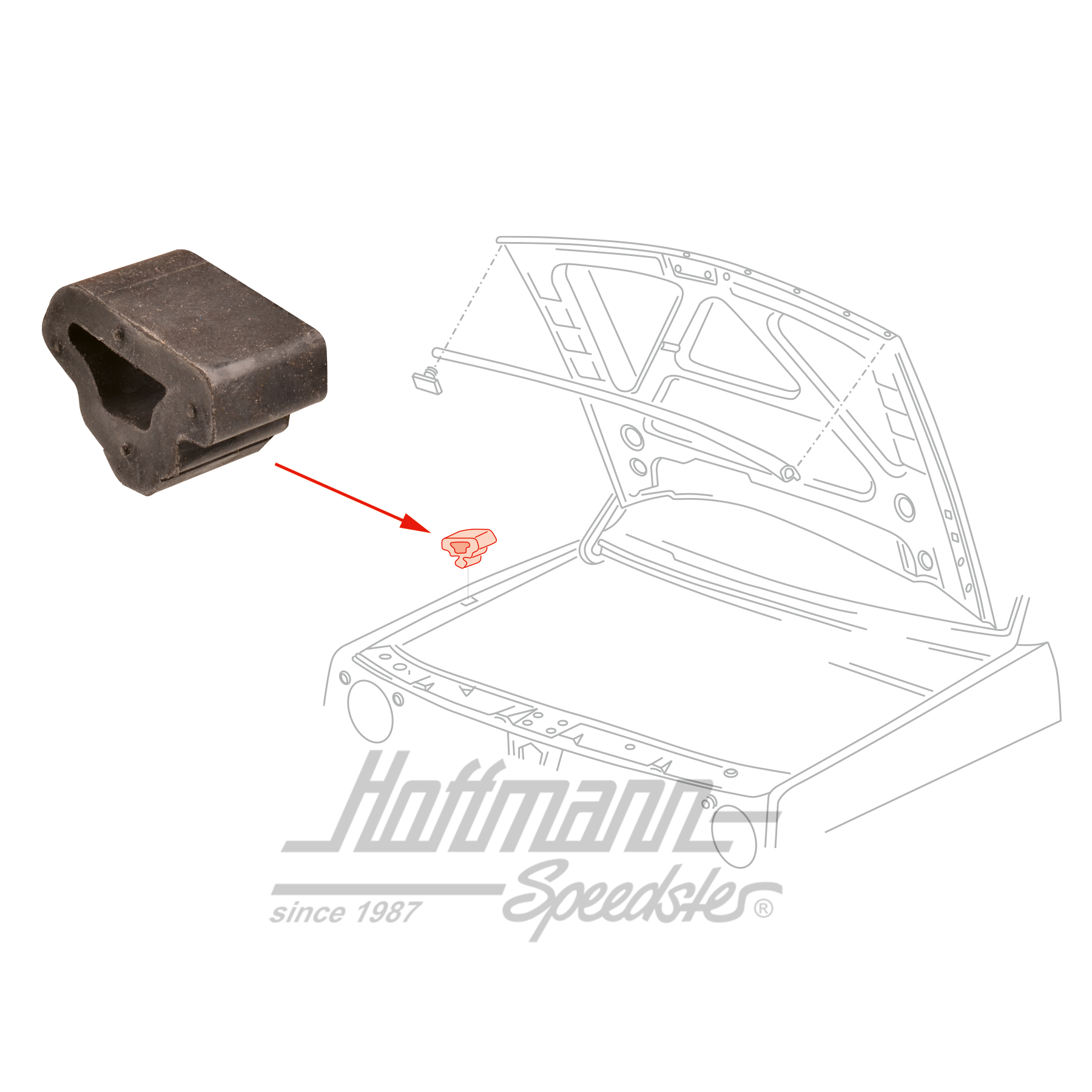Tampone di arresto, cofano motore, Golf 2 | 191 823 493 | 208-1094