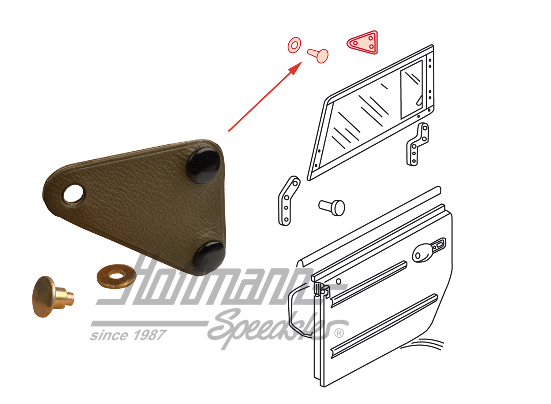 Patta di chiusura, finestra rimovibile, laterale, destra | 181 837 822  61S | 080-2670-02